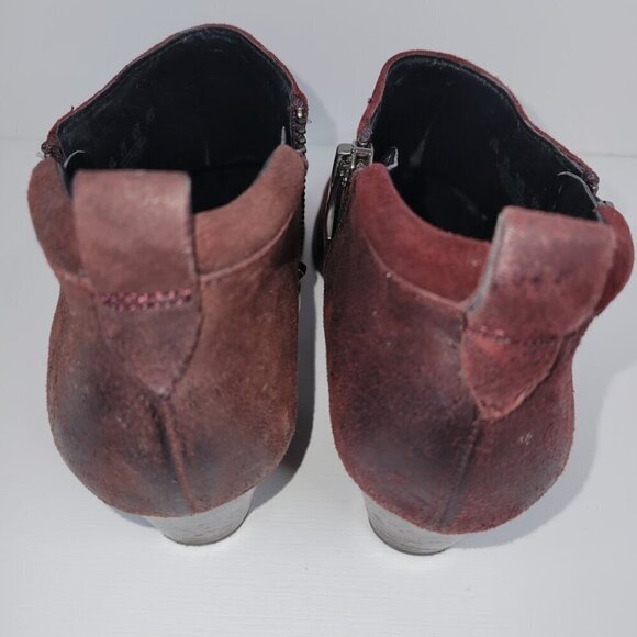 Franco Sarto Greco Ankle Boots Burgundy Suede Leather Zip Booties Womens SZ 6.5 - Picture 5 of 12